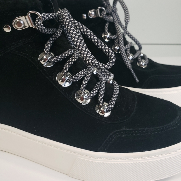 Marc Fisher Summa Women's High Top Sneakers Boots Black Suede Faux Fur New Sz 7 - Picture 4 of 9